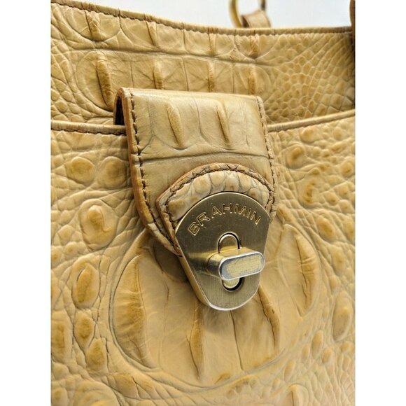 BRAHMIN Collette croc embossed leather satchel shoulder bag - Vanilla/Beige - Picture 5 of 14